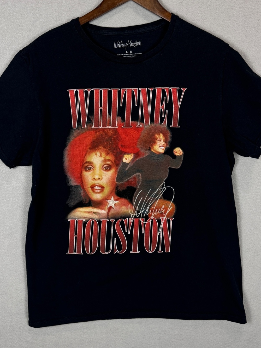 Whitney Houston Black Women's L Graphic Tee
